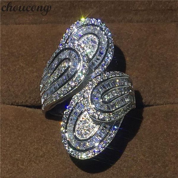 choucong Einzigartiger großer Blumenring Diamant Cz 925 Sterling Silber Verlobung Ehering Ringe für Frauen Männer Fingerschmuck281r