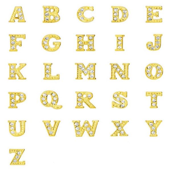 Strass Oro Argento Placcato Lettere dell'alfabeto A-Z Lega di Ciondoli Galleggianti Adatto per Medaglione di Vetro Gioielli Fai da Te 20 Pezzi177p