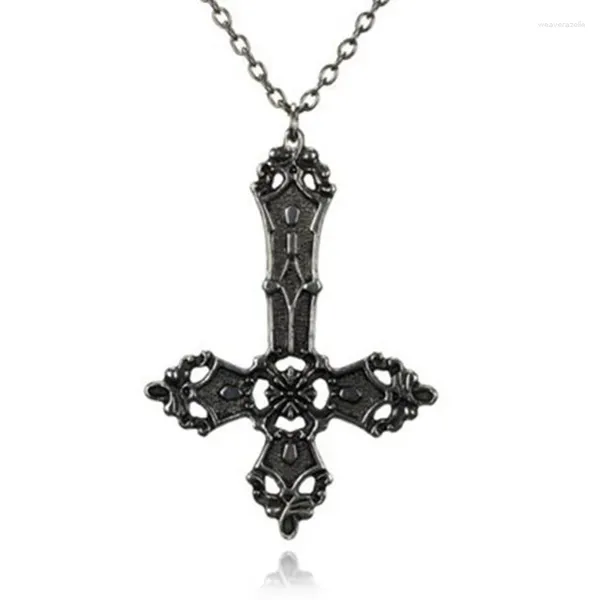 Anhänger Halsketten Goth Inverted Cross Halskette Christian Satanic Upside Down Supernatural Gothic Pentagram Steampunk Choker Männer Frauen Geschenk