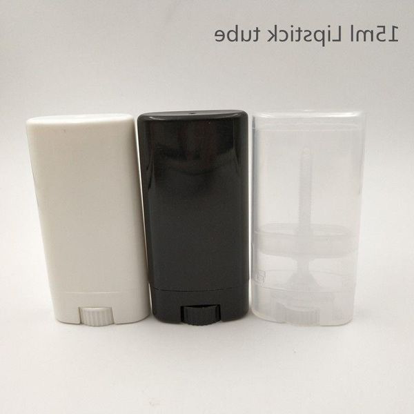 50 Stück 15 g/15 ml Deo-Behälter, Lippenbalsam-Röhre, weiß und transparent, flach, leer, Lippenstift-Röhre Nahgu