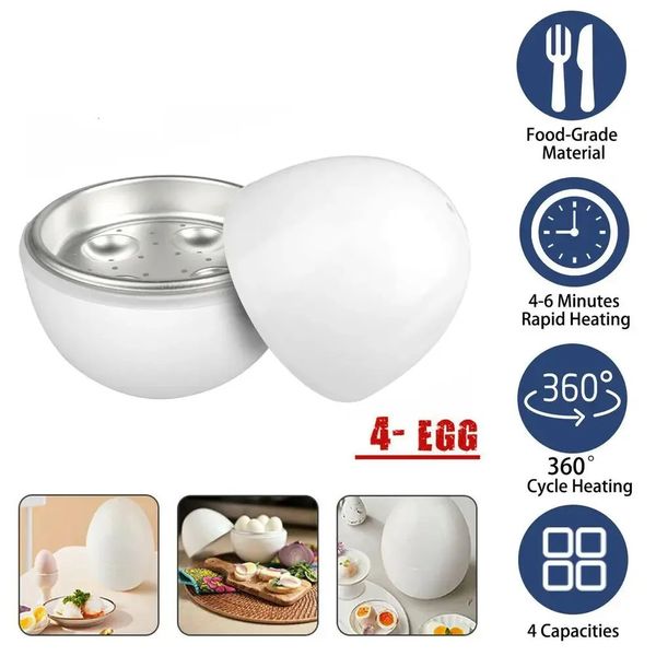 Egg Tools Mikrowellen-Dampfgarer, Kocher, Kapazität für 4 Eier, einfach, schnell, 5 Minuten, hart oder weich gekocht, Kochen in der Küche, 231026