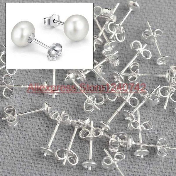 Stud yüksek kaliteli 100pcs /lot 925 STERLING Gümüş DIY Takı Bulguları Kulak pim çiftleri Küpe Arka Tıpa ile Küpe YQ231026