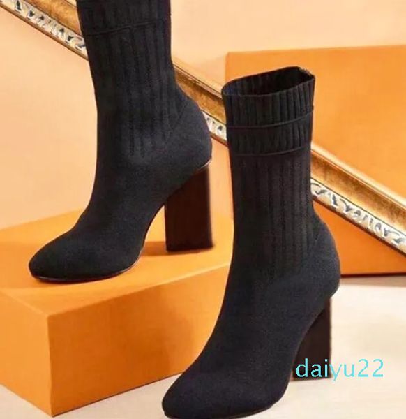 outono inverno meias botas de salto alto moda sexy malha elástica bota designer alfabético mulheres sapatos senhora carta saltos altos grossos tamanho grande tem b