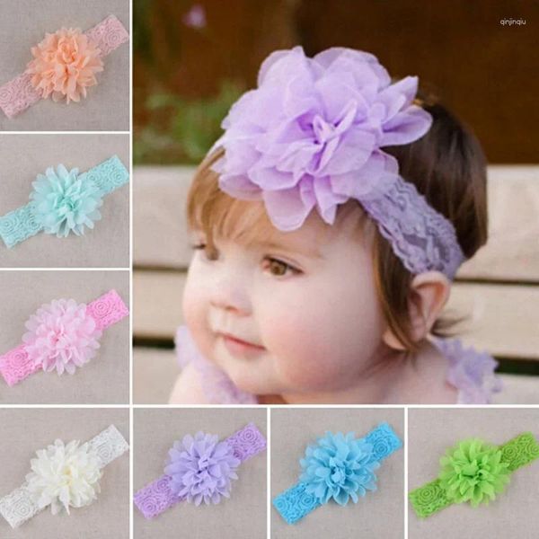 Haarschmuck Baby Stirnband Chiffon Blume elastische Spitze Band geboren Säuglingsstirnbänder für Mädchen Kopfbedeckung Zubehör