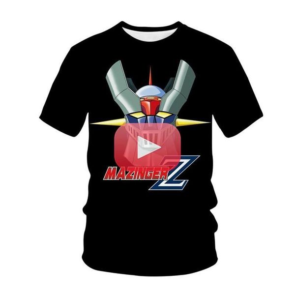 Homens camisetas 2021 Mazinger Z Anime Filme Robô Streetwear 3D Impressão T-shirt Moda Casual Crianças Meninos Girls246K