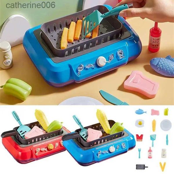 Mutfaklar yemek gurme yemek pişirme kutusu oyuncak müzik hafif renk değiştirme diy çocuk oyun evi pretend play mutfak seti oyuncak doğum günü hediyesi Kidsl231026