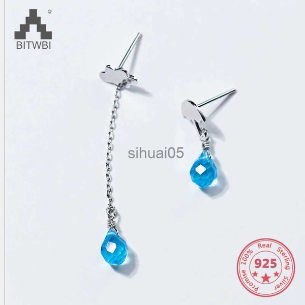 Stud vendita calda S925 argento sterling moda creativa mix personalità ombrello nuvola pioggia cianite orecchino YQ231026