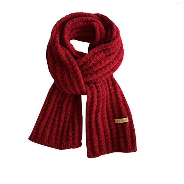 Lenços Natal lenço vermelho para mulheres 2023 inverno quente malha mulheres xale pescoço colar lenço macio envoltórios echarpe navidad