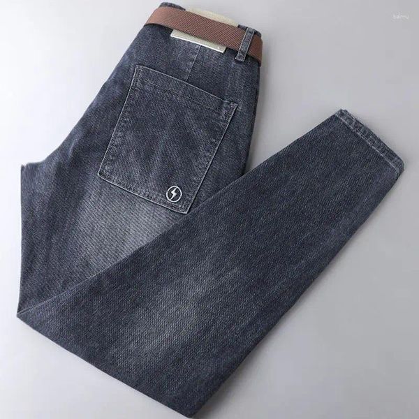 Männer Jeans 2023 Business Elastische Dünne Koreanische Trendy Casual Hosen Für Frühling Herbst Einkaufen Tragen Schwarz Männlich