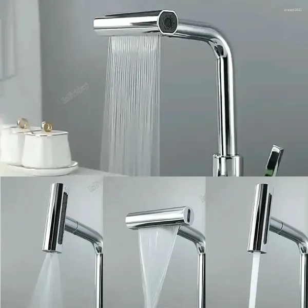 Rubinetti per lavandino del bagno Rubinetto da cucina a cascata Rubinetto per lavaggio a 360° rotante a 4 getti Miscelatore acqua fredda per lavabo