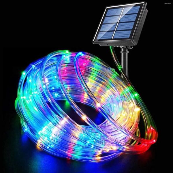 Strings Solar Colored Light String 7-meter 50 Lamp Tube 8 Modes Holiday Christmas Lighting For Bedroom Wedding Party Garden Yard