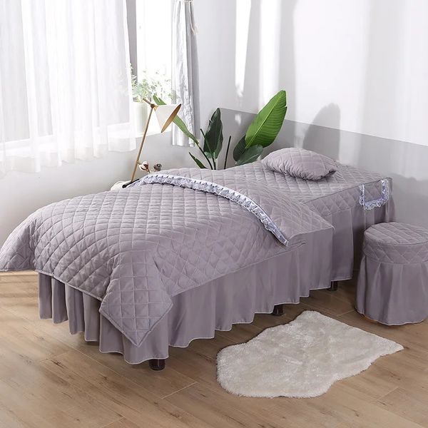 Set di biancheria da letto 4 pezzi Set di saloni di bellezza Massaggi Spa Tuina Copriletto Lenzuola Sabanas Gonna Sgabello Copripiumino Federa Set 231026