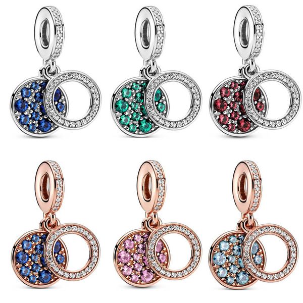 925 Sterling Silber New Fashion Damen Charm Roségold Kreis Anhänger Armband Charm Perlen geeignet für Original Pan, ein besonderes Geschenk für Frauen