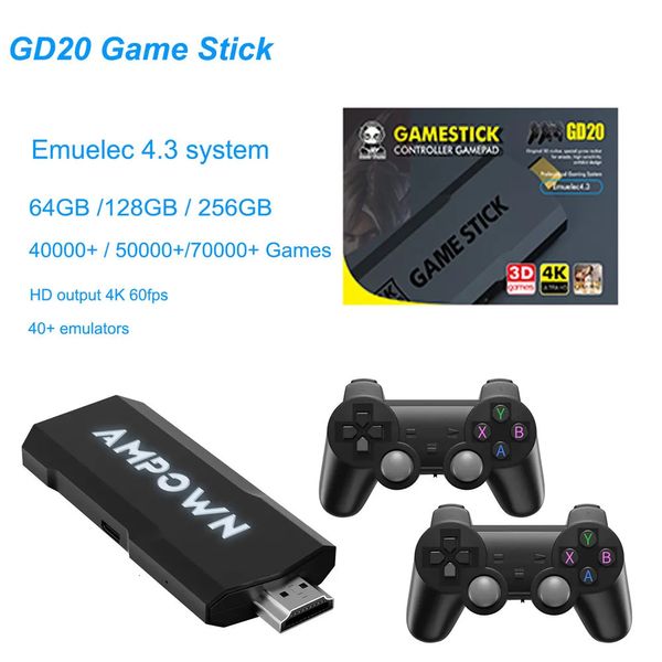 Controller di gioco Joystick GD20 Game Stick X2 Console per videogiochi 40000 giochi Emuelec4.3 CPU Aigame 905M Controller wireless 4K HD Giochi retrò per N64 231025