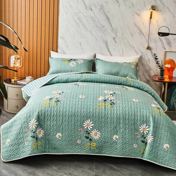 Conjuntos de cama 3 pcs Home Coverlet Set Estilo Americano Quilted Colcha Fronha Patchwork Verão Quilt Floral Impresso Cama Capa 231026