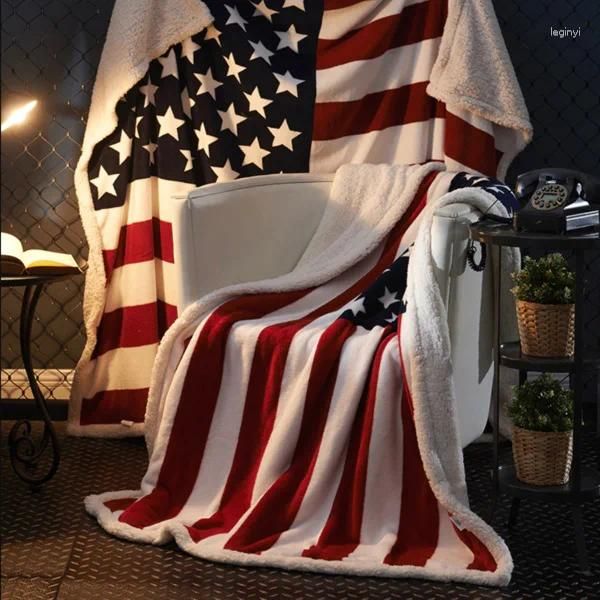 Cobertores padrão de bandeira americana cobertor leve macio quente flanela lance para sofá camas cadeira casa colchas dormir capa