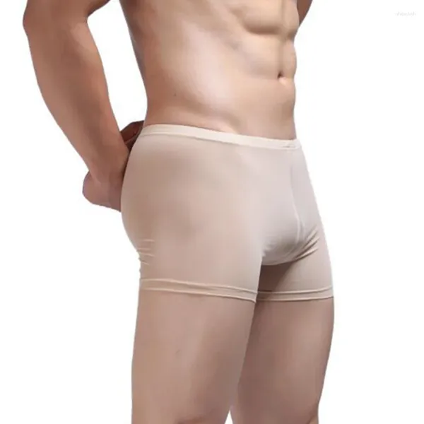 Mutande Intimo da uomo Slip senza cuciture elasticizzato Seta di ghiaccio Tronchi a vita bassa Boxer Pantaloncini Mutandine Homme Slip Custodia traspirante Rigonfiamento