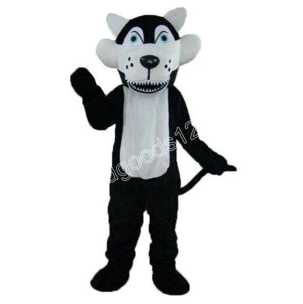Alta qualidade preto de pelúcia lobo mascote trajes halloween fantasia vestido de desenho animado personagem carnaval natal publicidade festa de aniversário traje outfit