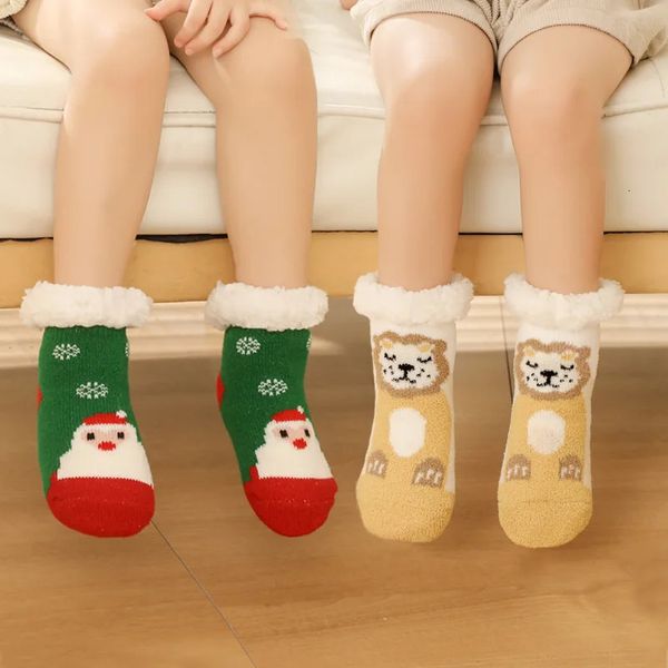 Kids Socks Childrens For borns Girls Boys Baby Antislip Child Plus Thick Terry Warm Winter Cute Christmas 06Y 231026