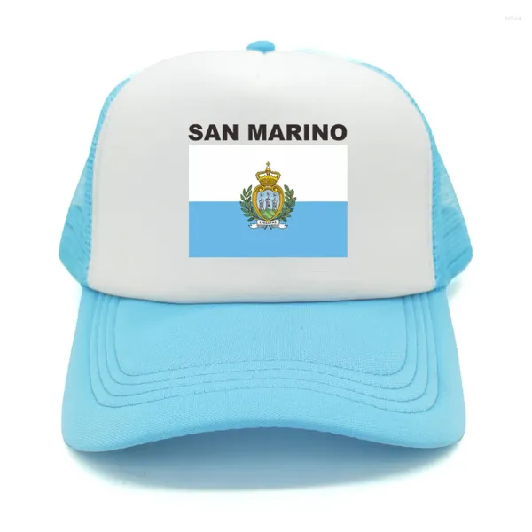 Bonés de bola San Marino Trucker Cap Verão Homens Cool Country Flag Hat Baseball Unisex Outdoor Malha Net