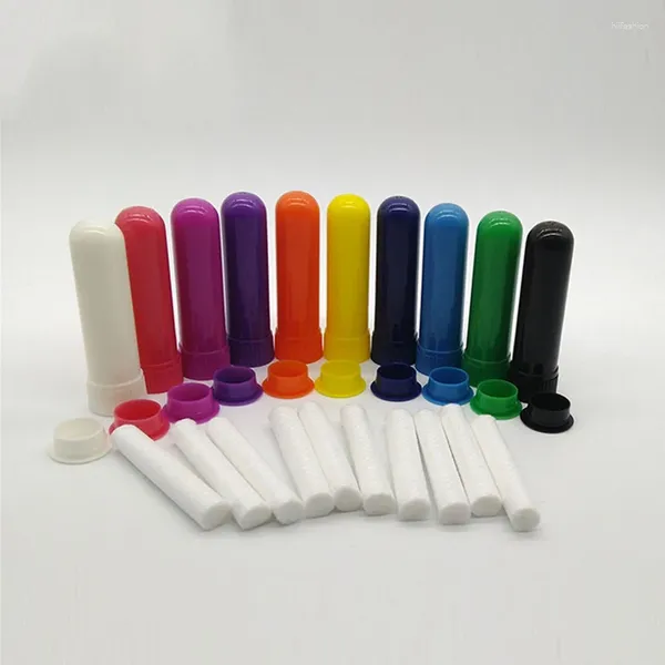 Bottiglie di stoccaggio 50/80/100 Set Tubo per inalatore nasale vuoto con stoppini in cotone Plastica portatile nera bianca per contenitore di olio essenziale