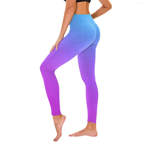 Kadınların Tayt Seksi Push Yukarı Gradyan Renk Pantolonu Günlük Yüksek Bel Streç Jeggings Egzersiz Fitness Çalışan Spor giyim Leggins