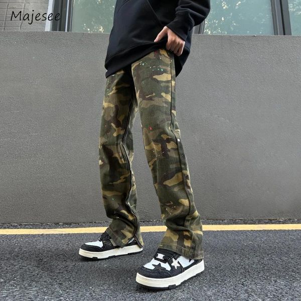 Herrenjeans S-3XL Camouflage Männer Freizeit Hip Hop Europäischer Stil Schicke klassische Hose Seitlicher Reißverschluss Design All-Match-Teenager