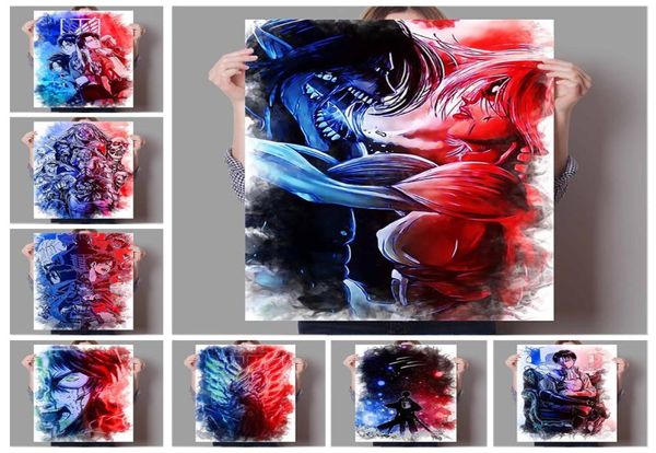Dipinti Attacco su Titano Decorazione murale Anime giapponese Poster a colori Pittura su tela e camera dei bambini Stampe di arte della parete per la moderna Ho9639930