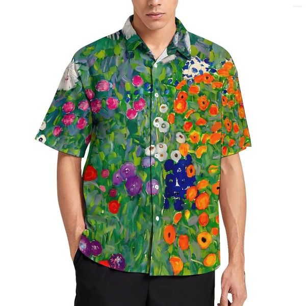 Camicie casual da uomo Gustav Klimt Art Camicia ampia da uomo Beach Cottage Garden Design hawaiano Camicette oversize divertenti a maniche corte