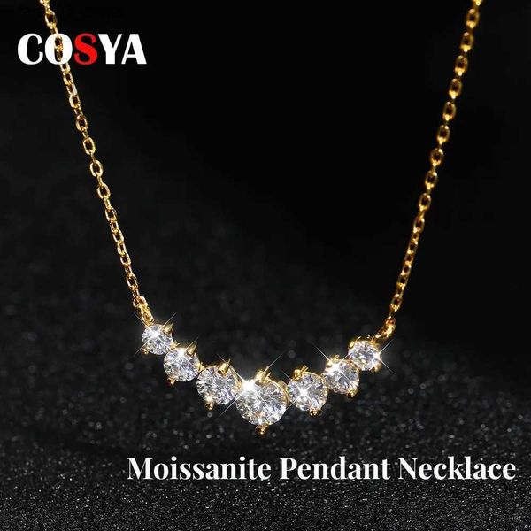 Kolye Kolyeleri Cosya 1.7/2.8CT D Renk Moissanite Kolye Kolyesi Kadınlar İçin 925 Sterling Şerit Kaplama 18K Beyaz Altın Kolyeler İnce Mücevherler Q231026