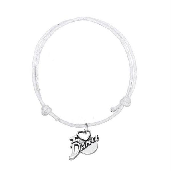 JF044 Nova Moda Pulseira Jóias Artesanais Eu Adoro Dança Charme Pulseira Colorida Coreana Ajustável Cordão de Cera Bracelet257Q