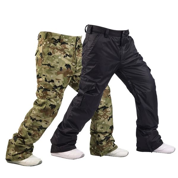 Pantaloni da sci con bretelle Pantaloni da snowboard impermeabili da uomo Pantaloni da sci invernali Uomo Camouflage a vita alta Pantaloni da sci da neve più spessi antivento per esterni 231025