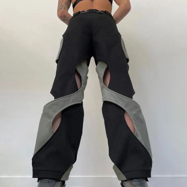 Damenhosen Capris Y2K Frauen Streetwear Techwear Black Cargo Korean Harajuku Parachute Track Pants Männer Jogginghose Wide Leg Joggers Hosen Kleidung 231025