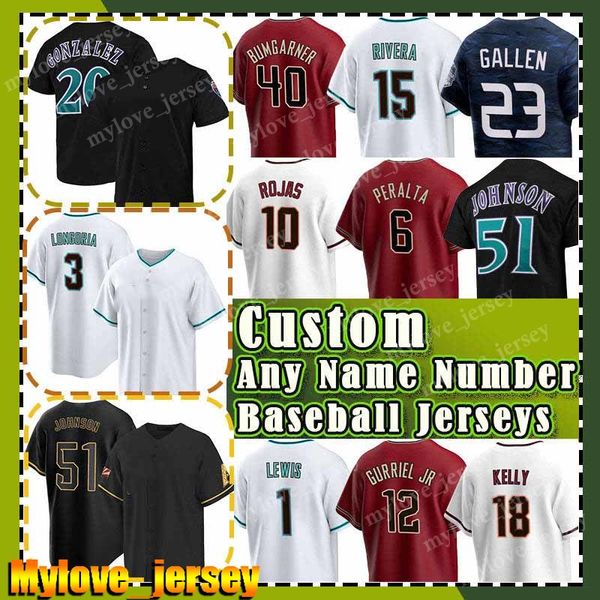 51 Randy Johnson 20 Luis Gonzalez Jersey Baseball Zac Gallen Corbin Carroll Kyle Lewis Arizona Evan Longoria Joe Mantiply Lourdes Gurriel Jr Emmanuel Rivera Nelson