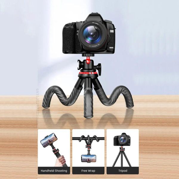 Tripé de polvo esponja flexível para selfie com parafuso extensor de 1/4 '' para celular para iPhone Xiaomi Samsung Smartphone Canon Nikon Sony Olympus SLR DSLR Camera