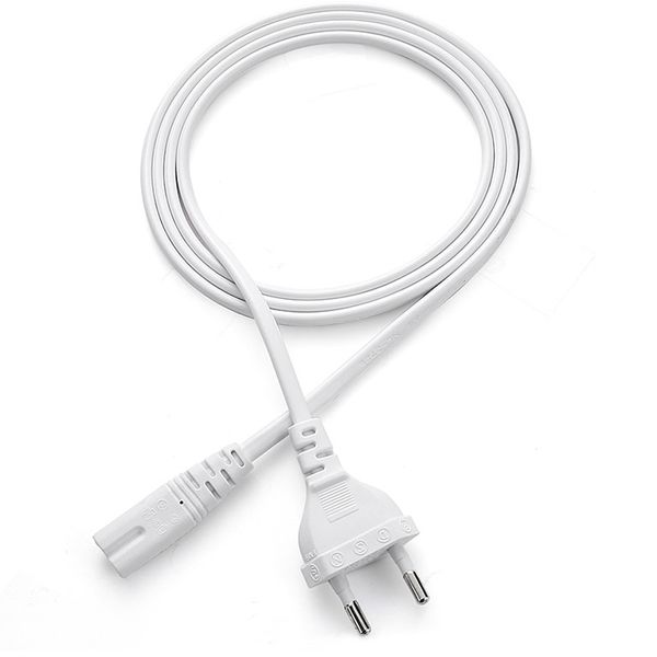 Bianco 2p Prong Spina UE Cavo di prolunga Cavo di alimentazione della lampada Figura europea 8 Cavo di alimentazione per illuminazione a LED Caricatore USB 1,5 m