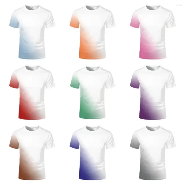 Kadın Tişörtleri Süblimasyon Boş Polyester T-Shirt Düz Renk Yuvarlak Boyun Kısa Kollu Üstler Tees Gömlek Baba Mon Kids Yaz Giysileri
