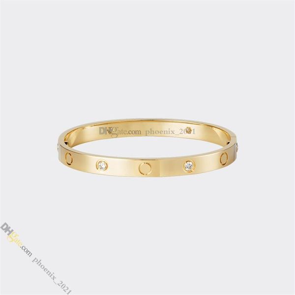 Designer di gioielli per donna Bracciale a vite Love Classico braccialetto con 4 diamanti Acciaio al titanio placcato in oro Non sbiadisce mai Oro anallergico 244M