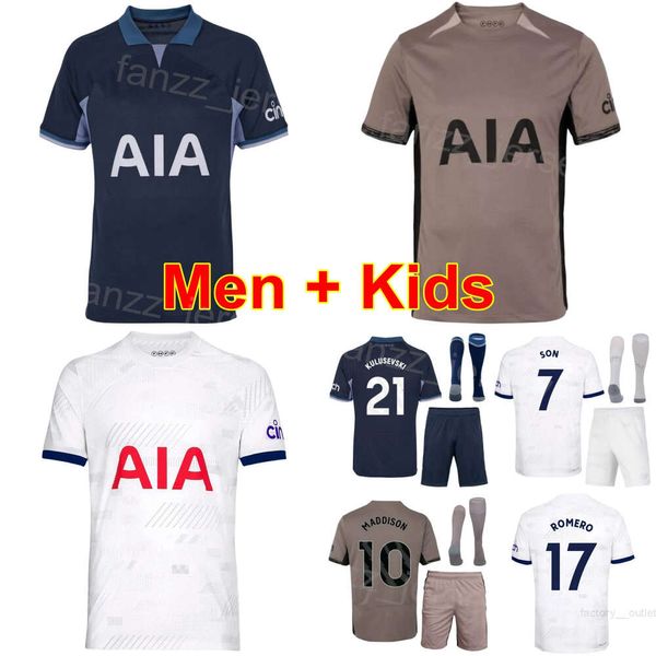 Männer Kinder Fußball 17 Cristian Romero Trikots Set 23-24 Club 21 Dejan Kulusevski 38 Destiny Udogie 7 Son Heung-Min 10 Harry Kane 10 James Maddison Fußballtrikot-Kits ReCi