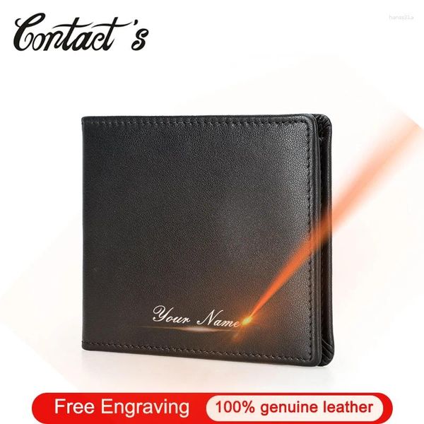 Wallets Genuine Leather Small Wallet For Men Casual Card Holder Slim Bifold Simple Design Male Purse Luxury Money Bag