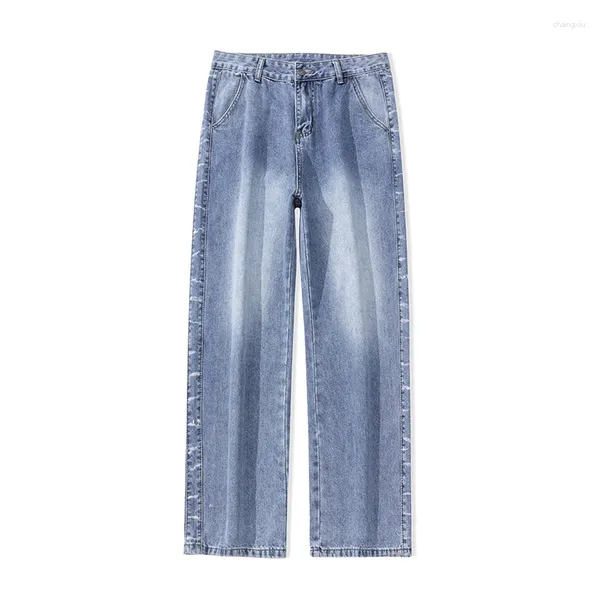 Jeans masculinos baggy calças largas calças de perna solta ajuste streetwear luz azul 2023 outono kpop roupas oversize homme