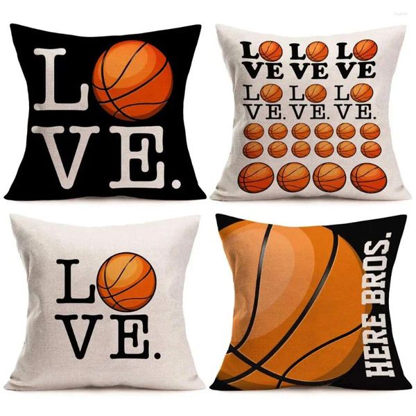 Подушка «Я люблю баскетбол», льняная наволочка для гостиной, чехол для дивана, украшение для дома, могут быть изготовлены по индивидуальному заказу, чехлы 40x40