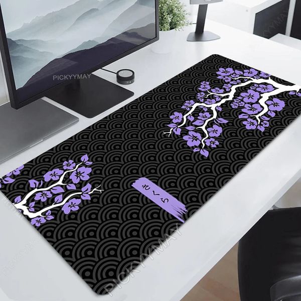 Mouse pads descansos de pulso sakura mouse pad gamer mousepads grande mousepad flor roxa xxl mouse pad grande teclado tapete de mesa para computador 231025