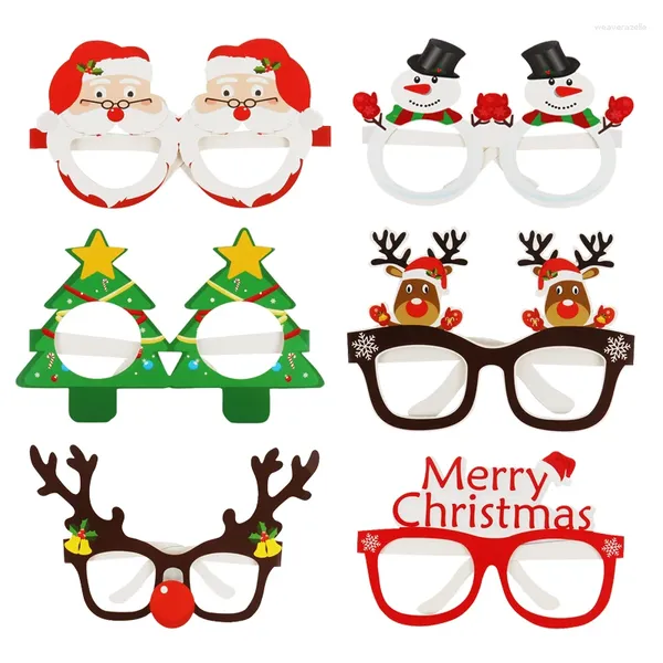 Óculos de sol quadros 9 pçs papai noel natal árvore elk papel óculos quadro natal po prop decorações ano crianças presente