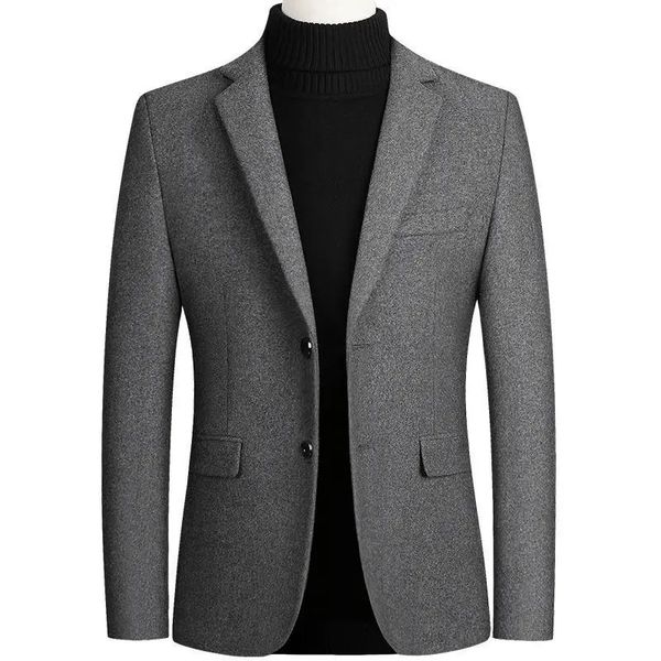 Мужские смешанные мужские куртки осенне-зимние плюшевые утолщенные пиджаки черные шерстяные высококачественные короткие плащи 231026