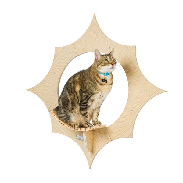Настенные полки для кошек в форме солнца, современная настенная мебель для кошек
