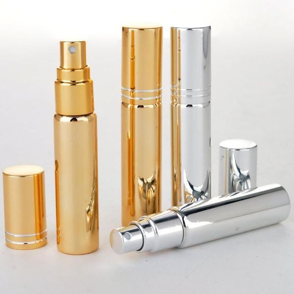 Bottiglia di profumo spray per placcatura in vetro da 10 ml Atomizzatore Contenitore per fiale cosmetiche in vetro vuoto Oro Argento Nero Lffbq