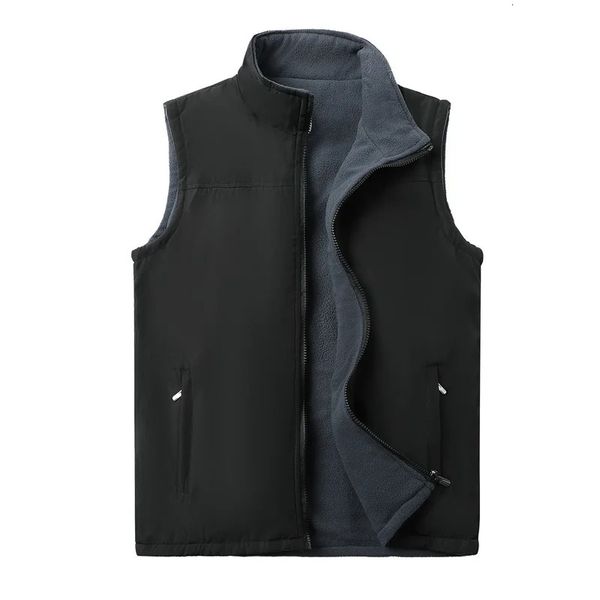 Gilet da uomo Giacca softshell invernale all'ingrosso gilet in pile polare da uomo 100% poliestere gilet softshell antivento da uomo gilet in pile nero Taglie forti 231026