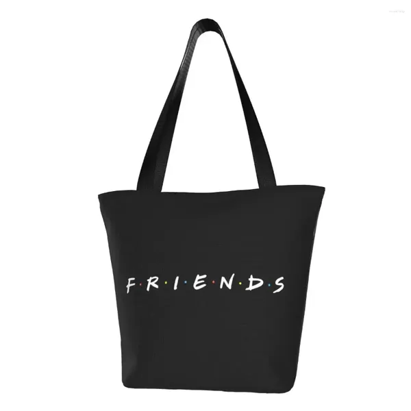 Einkaufstaschen, modischer Druck, Motiv: Freunde, lustiges Zitat, strapazierfähig, Canvas, Schultertasche, TV-Show-Handtasche