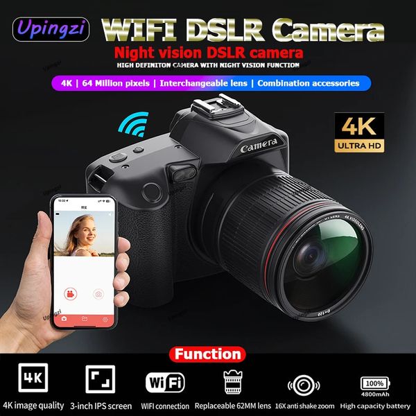 Videocamere prodotto D5 4K doppia fotocamera Alta definizione 64 milioni di pixel Wifi DSLR Fotocamera digitale di bellezza Visione notturna 231025